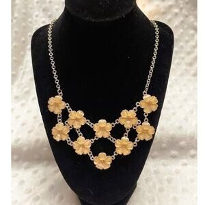 Chico's Women's Rhinestone Center 5 Petal, Shimmer Floral Bib Statement Necklace